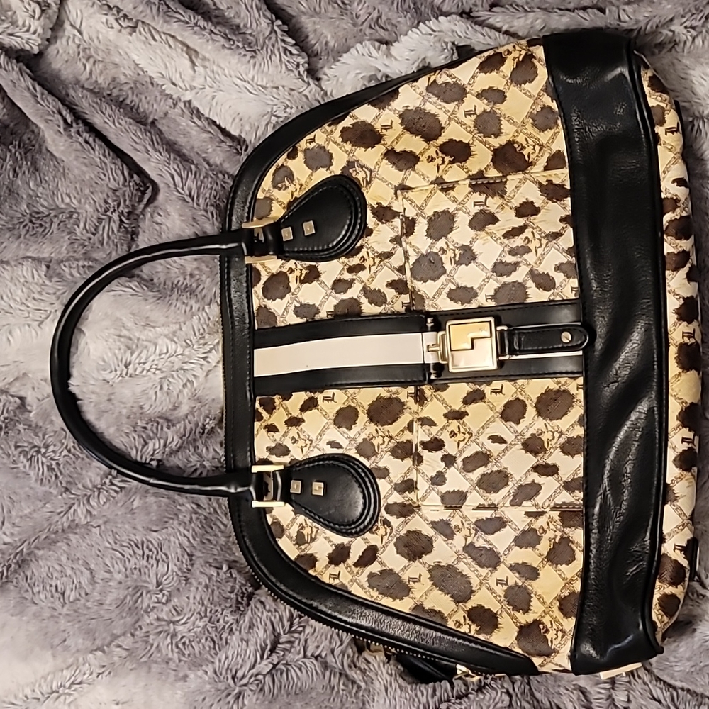 L.A.M.B. Gwen Stefani Leopard Bowler Bag